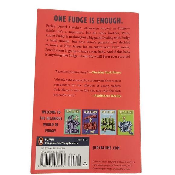 Judy Blum Super Fudge Soft Cover Book Pre Teen Teen Super Hero Family - Picture 2 of 2